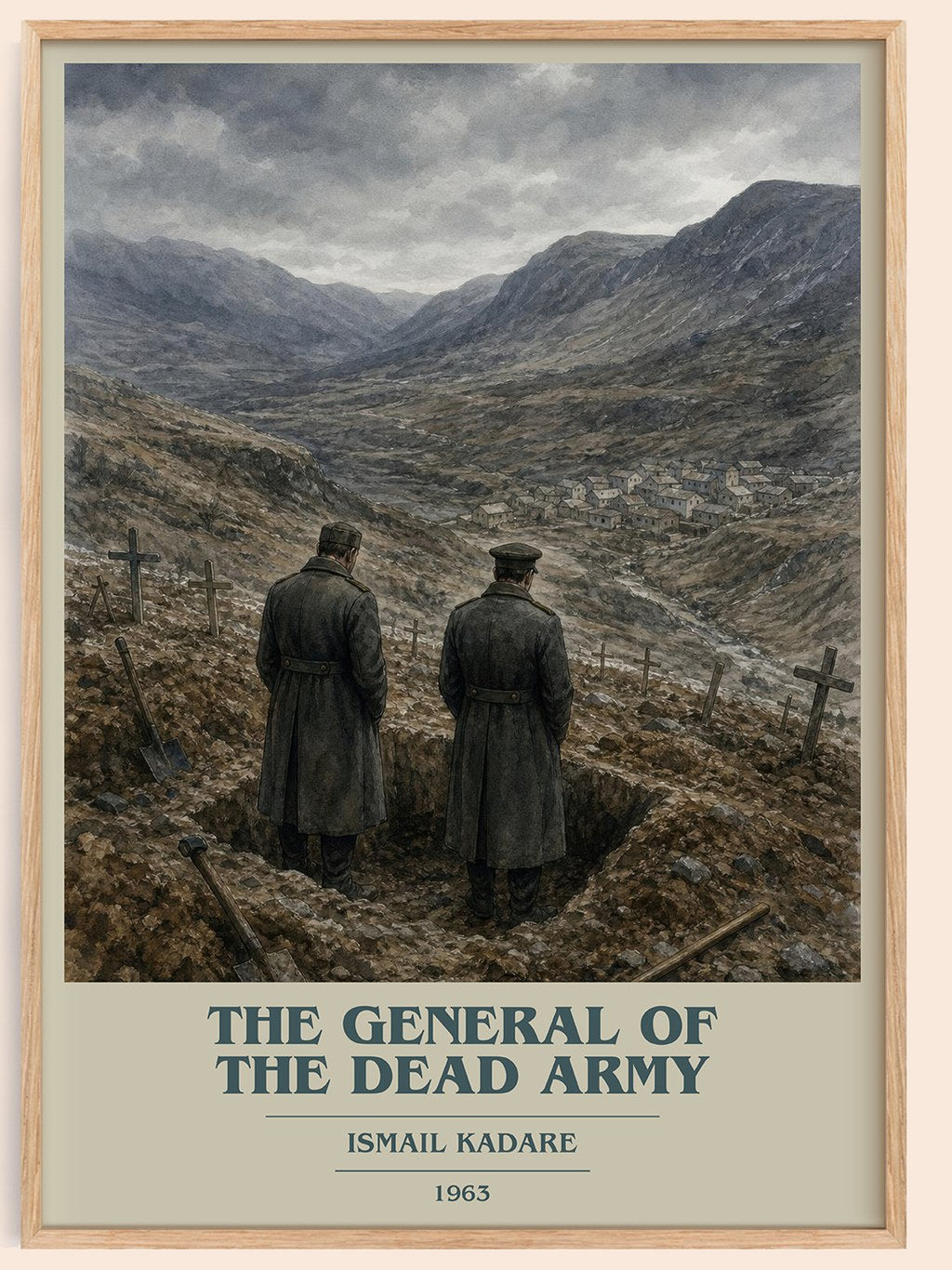 The General of the Dead Army book cover book poster by Ismail Kadare – framed literary art print