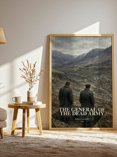 The General of the Dead Army watercolour print in frame leaning in hallway – literary fiction wall art