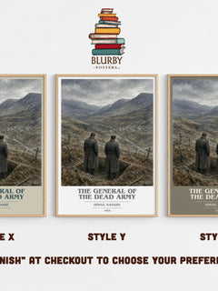 The General of the Dead Army book cover print in frame leaning in hallway – literary fiction wall art