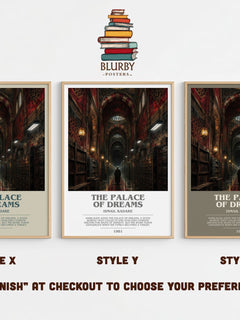 The Palace of Dreams bookish print in frame leaning in hallway – literary fiction wall art