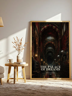 The Palace of Dreams watercolour print in frame leaning in hallway – literary fiction wall art