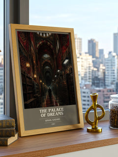 The Palace of Dreams book cover print framed by window – literary home decor