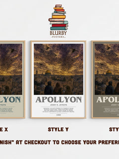 Apollyon bookish print in frame leaning in hallway – thriller wall art