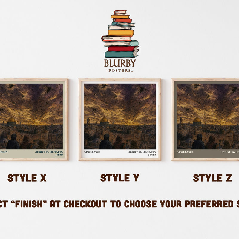 Apollyon literary print in frame leaning in hallway – thriller wall art