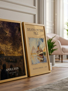 Apollyon watercolour print framed by window – literary home decor