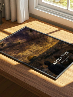 Apollyon watercolour book poster framed on wall – thriller wall art