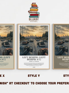 Left Behind (Left Behind #1) bookish print in frame leaning in hallway – thriller wall art