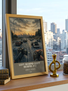 Left Behind (Left Behind #1) book cover print framed by window – literary home decor