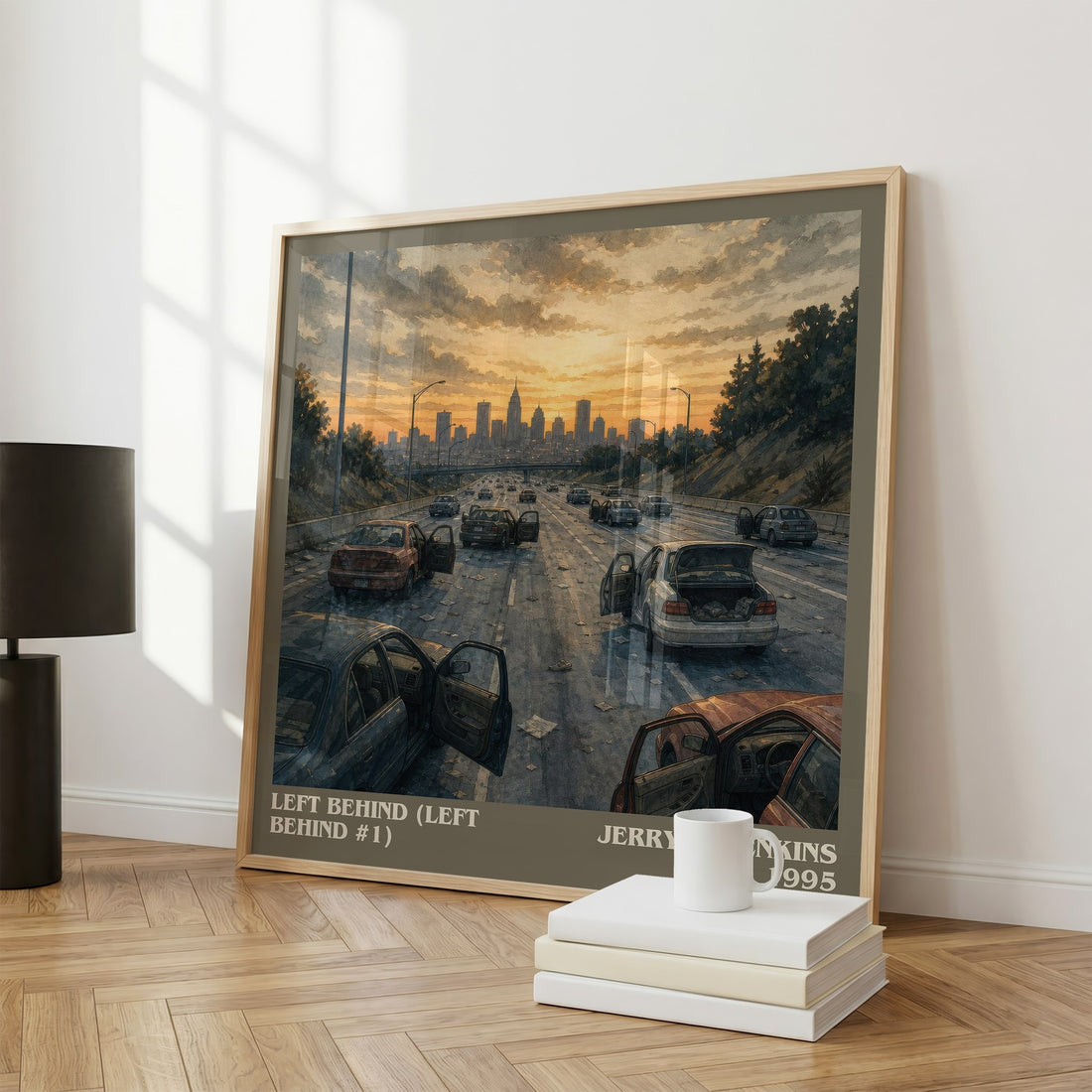 Left Behind (Left Behind #1) literary print framed by window – literary home decor
