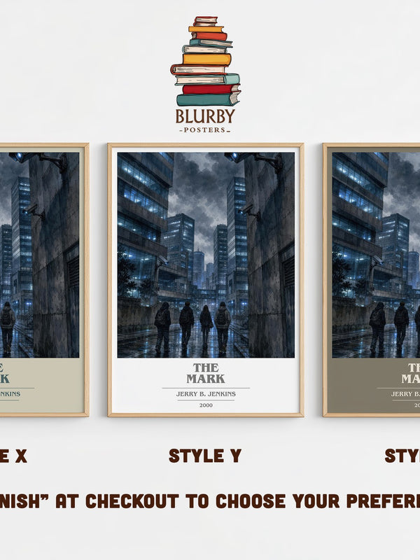 The Mark book cover print in frame leaning in hallway – thriller wall art