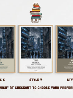 The Mark bookish print in frame leaning in hallway – thriller wall art