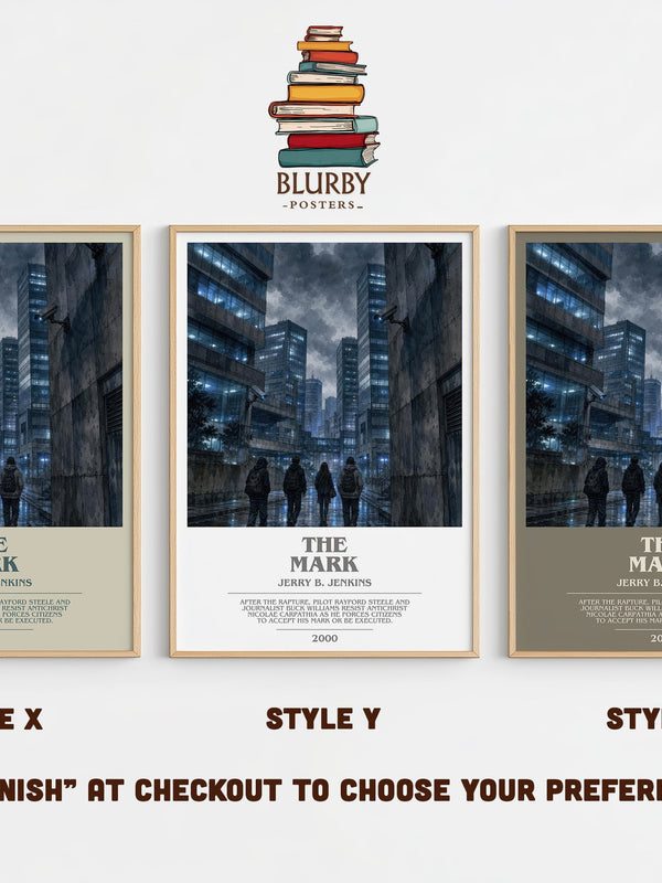 The Mark bookish print in frame leaning in hallway – thriller wall art