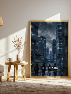 The Mark watercolour print in frame leaning in hallway – thriller wall art