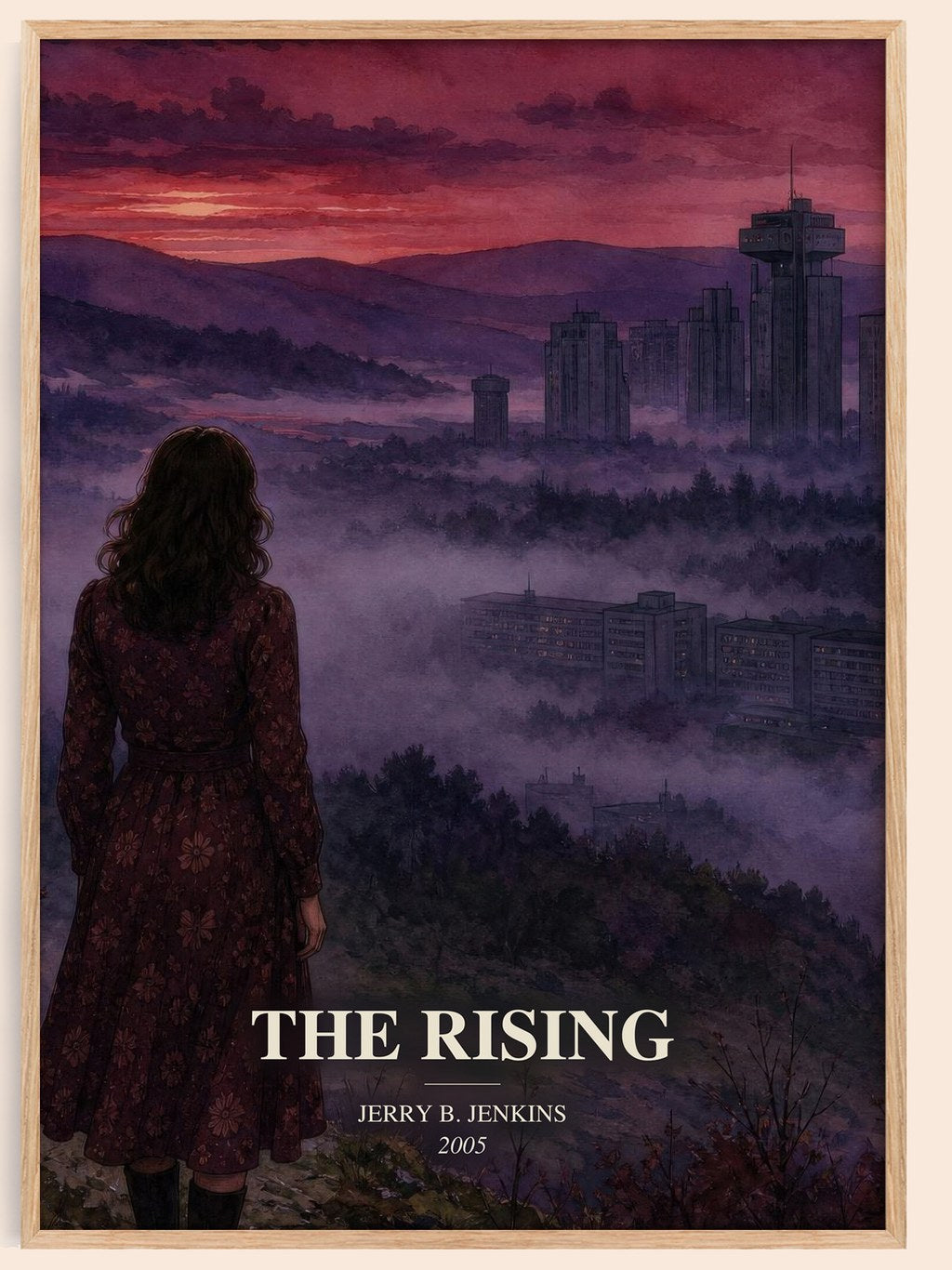 The Rising watercolour book poster by Jerry B. Jenkins – framed literary art print