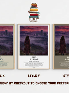 The Rising bookish print in frame leaning in hallway – thriller wall art