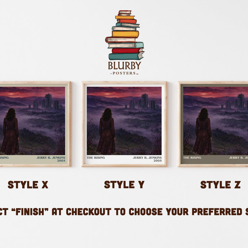 The Rising literary print in frame leaning in hallway – thriller wall art