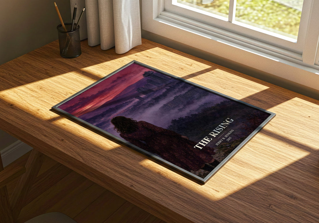 The Rising watercolour book poster framed on wall – thriller wall art