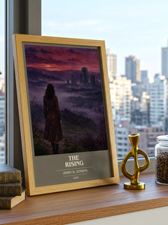 The Rising book cover print framed by window – literary home decor