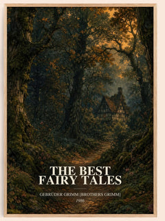 The Best fairy tales watercolour book poster by Gebrüder Grimm [Brothers Grimm] – framed literary art print