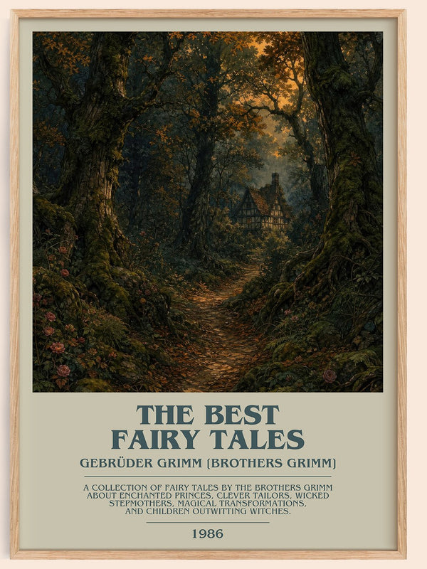 The Best fairy tales bookish book poster by Gebrüder Grimm [Brothers Grimm] – framed literary art print