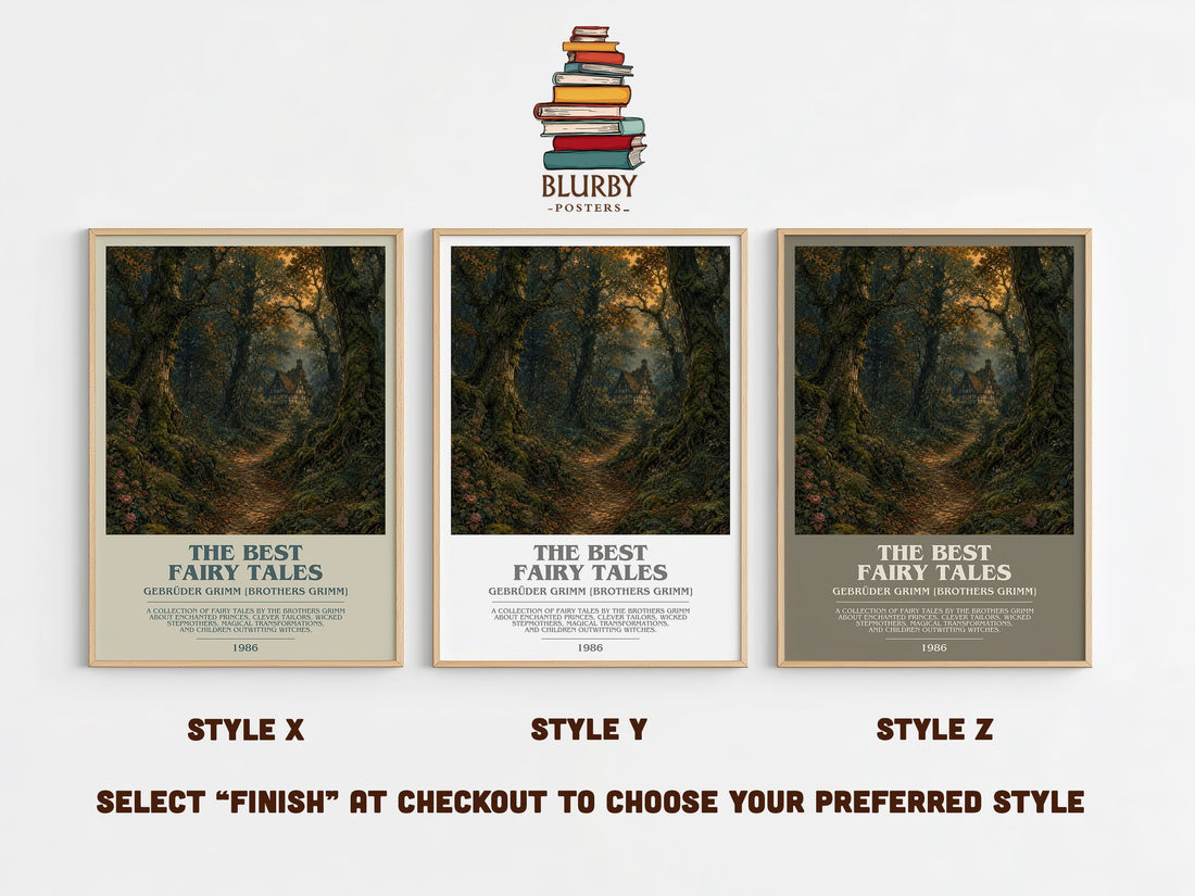 The Best fairy tales bookish print in frame leaning in hallway – childrens wall art (mockup)