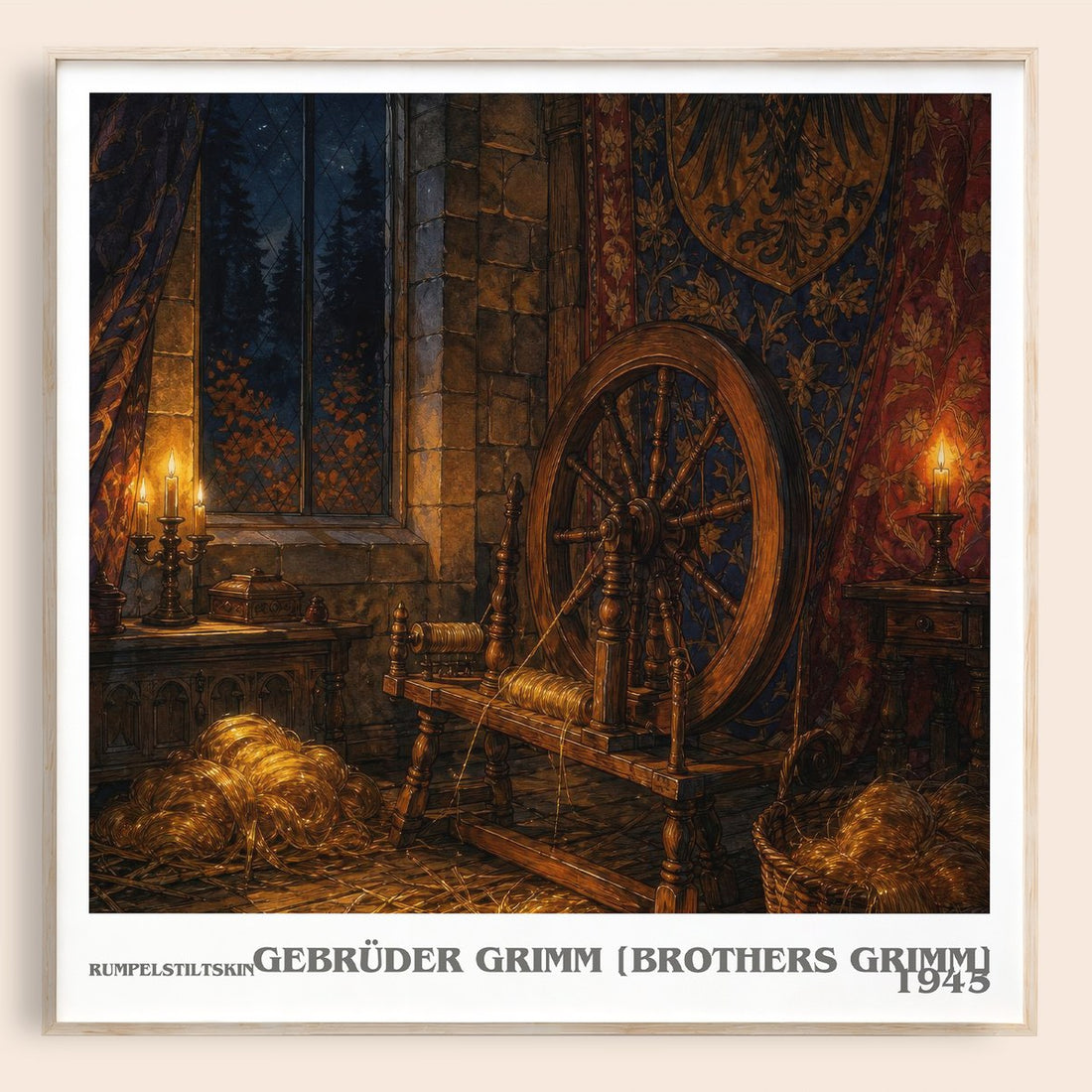 Rumpelstiltskin literary book poster by Gebrüder Grimm [Brothers Grimm] – framed literary art print