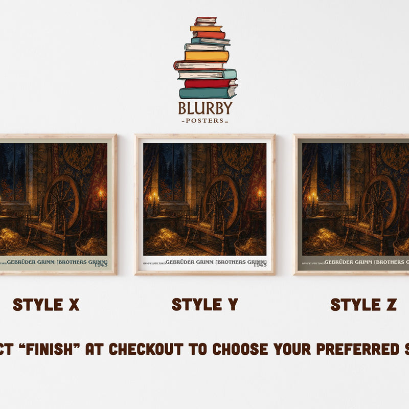 Rumpelstiltskin literary print in frame leaning in hallway – childrens wall art