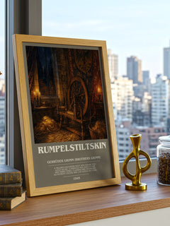 Rumpelstiltskin bookish print framed by window – literary home decor