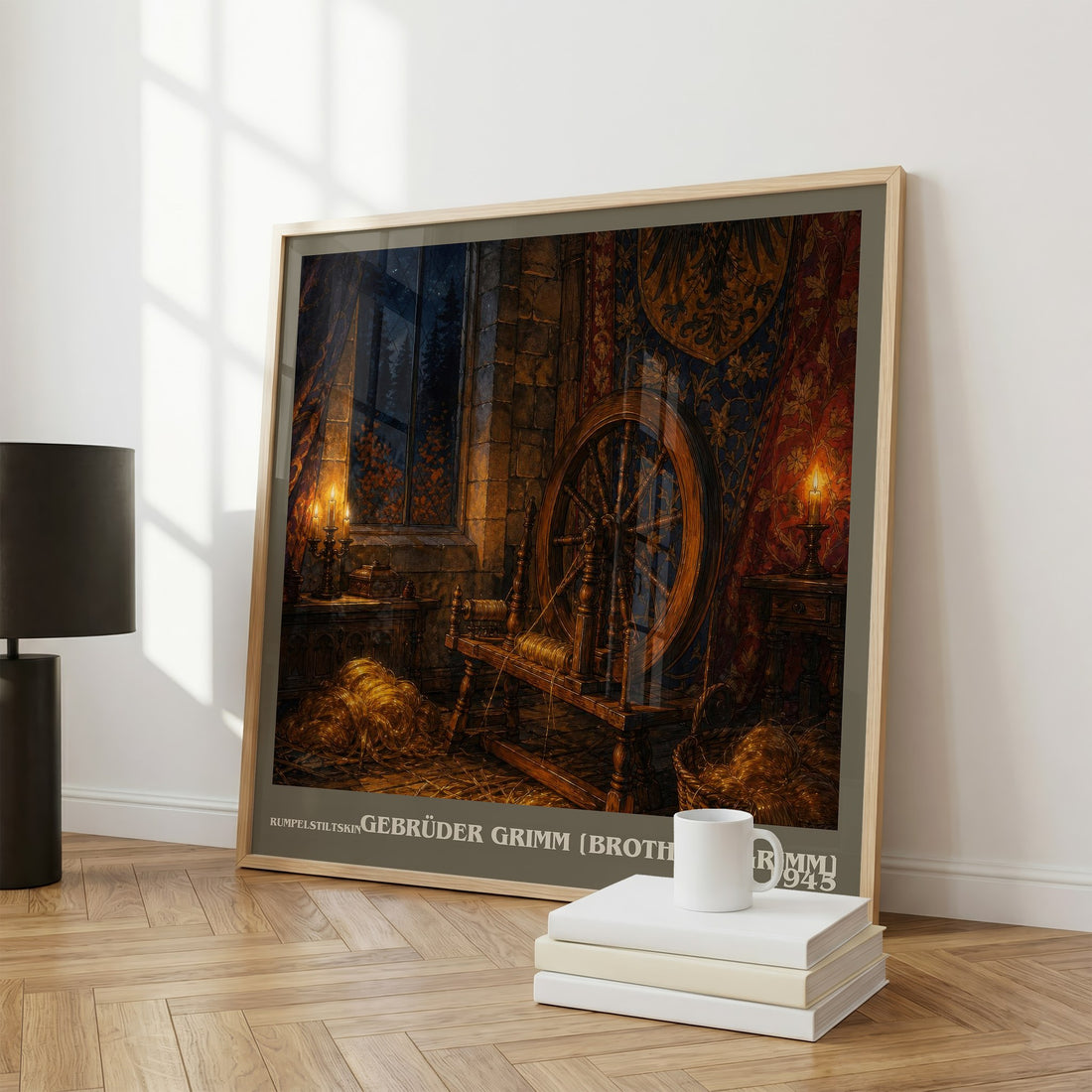 Rumpelstiltskin literary print framed by window – literary home decor
