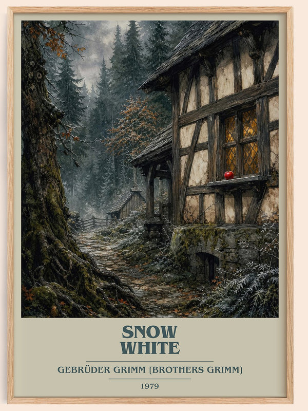 Snow White book cover book poster by Gebrüder Grimm [Brothers Grimm] – framed literary art print