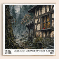 Snow White literary book poster by Gebrüder Grimm [Brothers Grimm] – framed literary art print