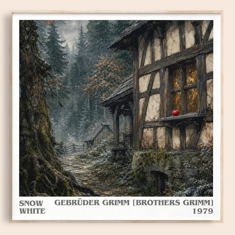 Snow White literary book poster by Gebrüder Grimm [Brothers Grimm] – framed literary art print