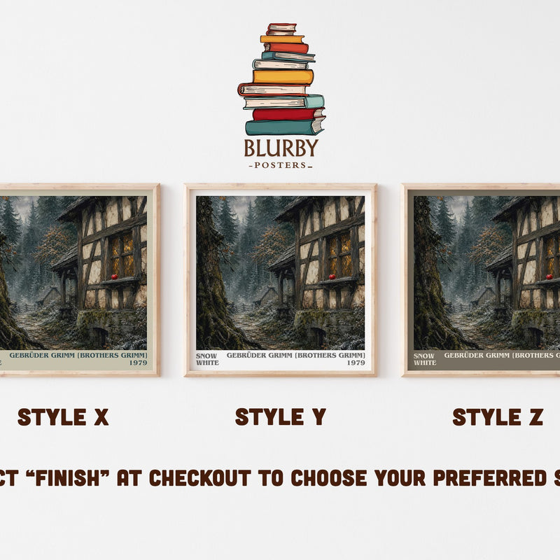 Snow White literary print in frame leaning in hallway – childrens wall art