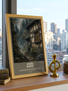 Snow White book cover print framed by window – literary home decor