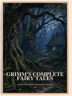Grimm's Complete Fairy Tales watercolour book poster by Gebrüder Grimm [Brothers Grimm] – framed literary art print