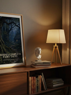 Grimm's Complete Fairy Tales watercolour print on bookshelf – Gebrüder Grimm [Brothers Grimm] fan gift