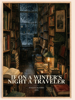 If on a Winter's Night a Traveler watercolour book poster by Italo Calvino – framed literary art print