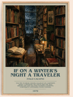 If on a Winter's Night a Traveler bookish book poster by Italo Calvino – framed literary art print