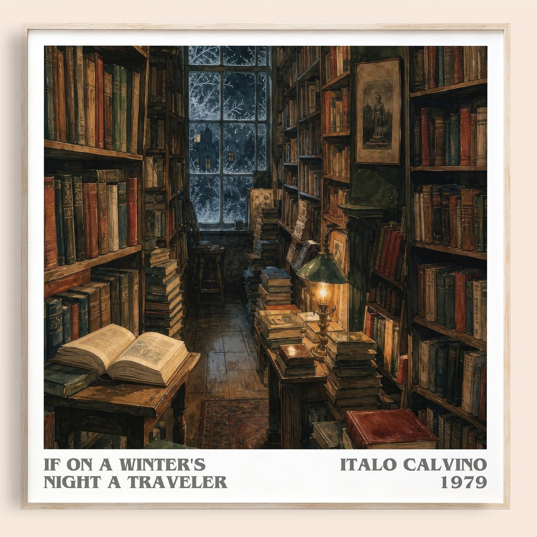 If on a Winter's Night a Traveler literary book poster by Italo Calvino – framed literary art print