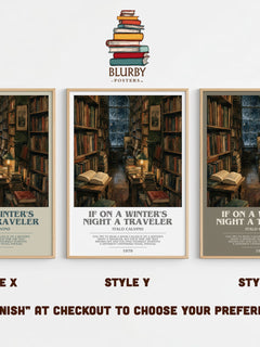 If on a Winter's Night a Traveler bookish print in frame leaning in hallway – literary fiction wall art
