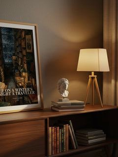 If on a Winter's Night a Traveler watercolour print on bookshelf – Italo Calvino fan gift