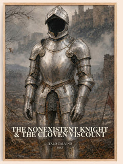 The nonexistent knight & The cloven viscount watercolour book poster by Italo Calvino – framed literary art print