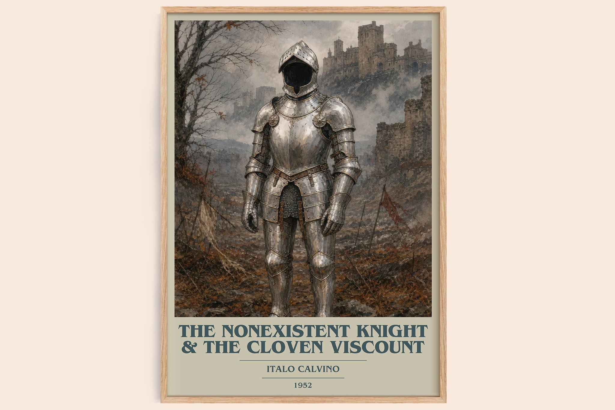 nonexistent knight & The cloven viscount Book Cover Poster by Italo Calvino