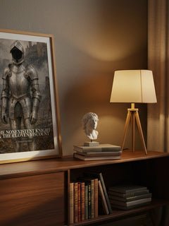 The nonexistent knight & The cloven viscount watercolour print on bookshelf – Italo Calvino fan gift