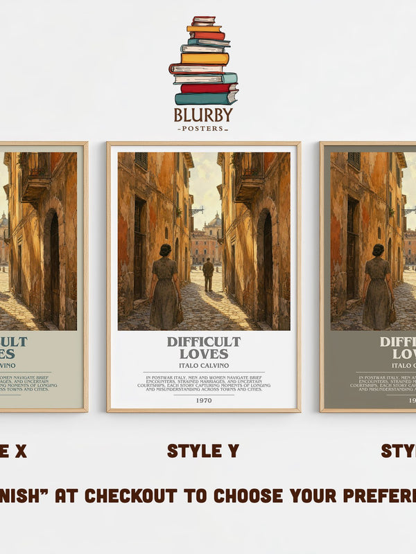 Difficult loves bookish print in frame leaning in hallway – literary fiction wall art