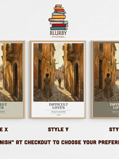 Difficult loves book cover print in frame leaning in hallway – literary fiction wall art