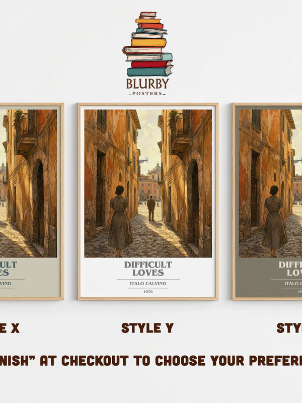 Difficult loves book cover print in frame leaning in hallway – literary fiction wall art