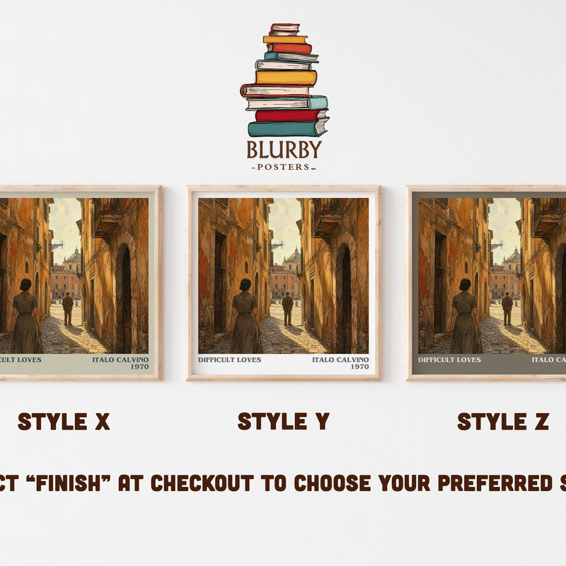 Difficult loves literary print in frame leaning in hallway – literary fiction wall art