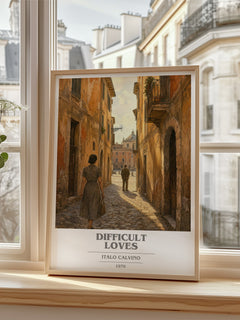 Difficult loves book cover poster colour and style options – Italo Calvino book art