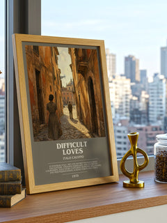 Difficult loves bookish print framed by window – literary home decor